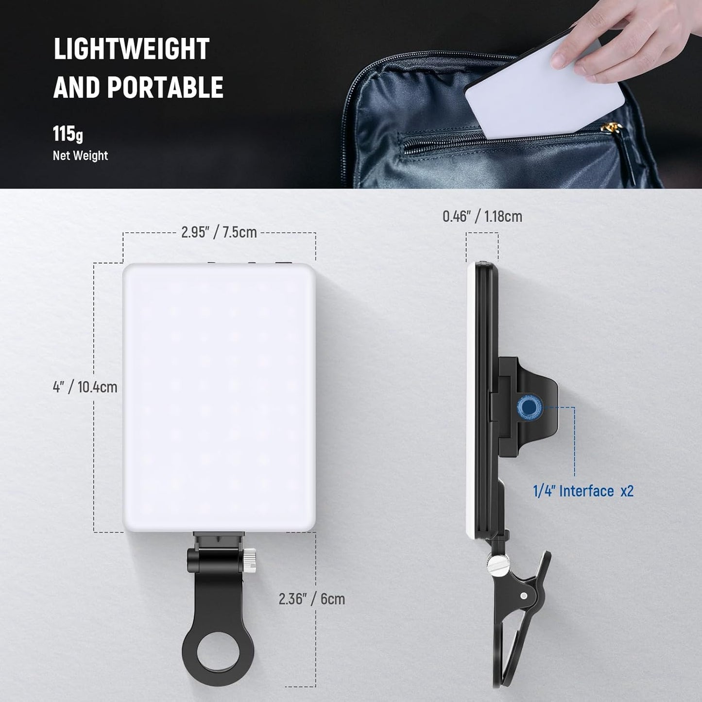 GrindTools Pro Ringlight – Clip-On LED light for Flawless Selfies & Videos
