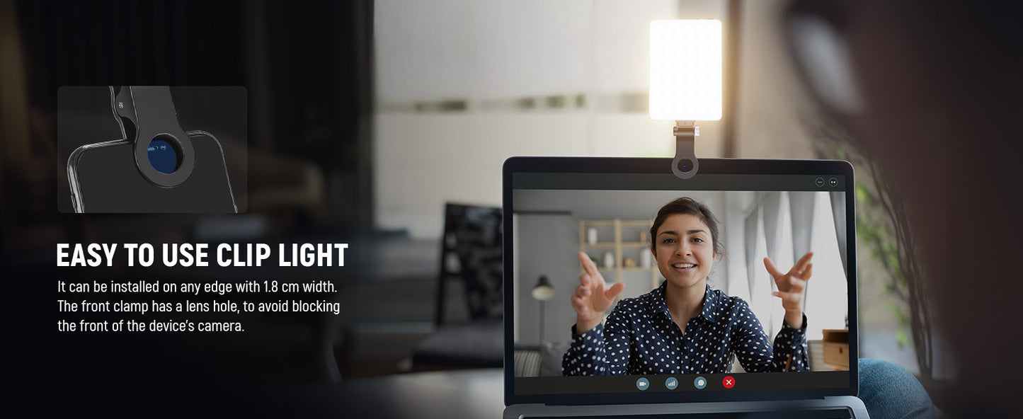 GrindTools Pro Ringlight – Clip-On LED light for Flawless Selfies & Videos