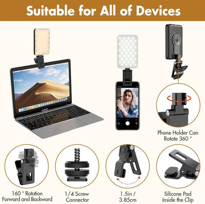 GrindTools Pro Ringlight – Clip-On LED light for Flawless Selfies & Videos