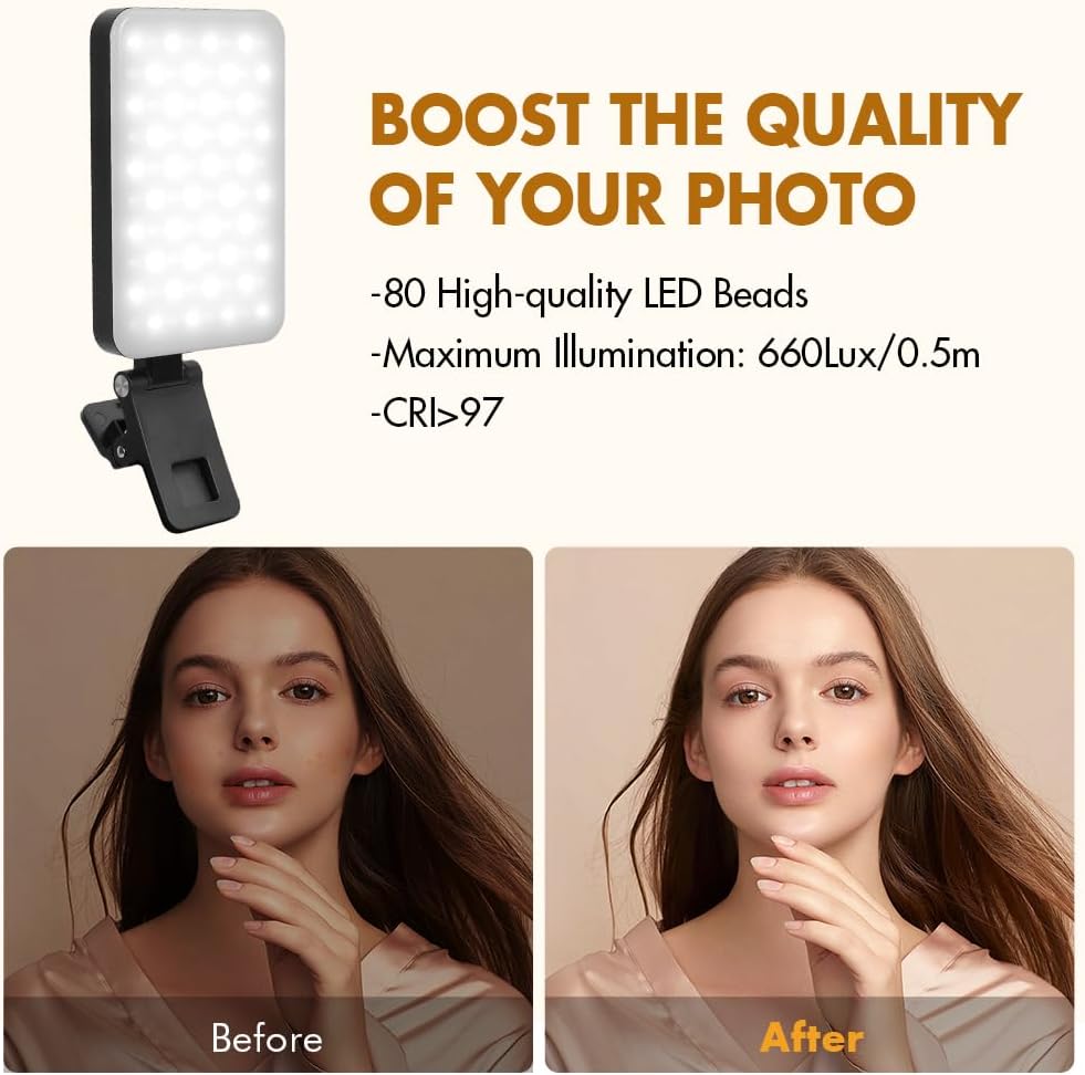 GrindTools Pro Ringlight – Clip-On LED light for Flawless Selfies & Videos