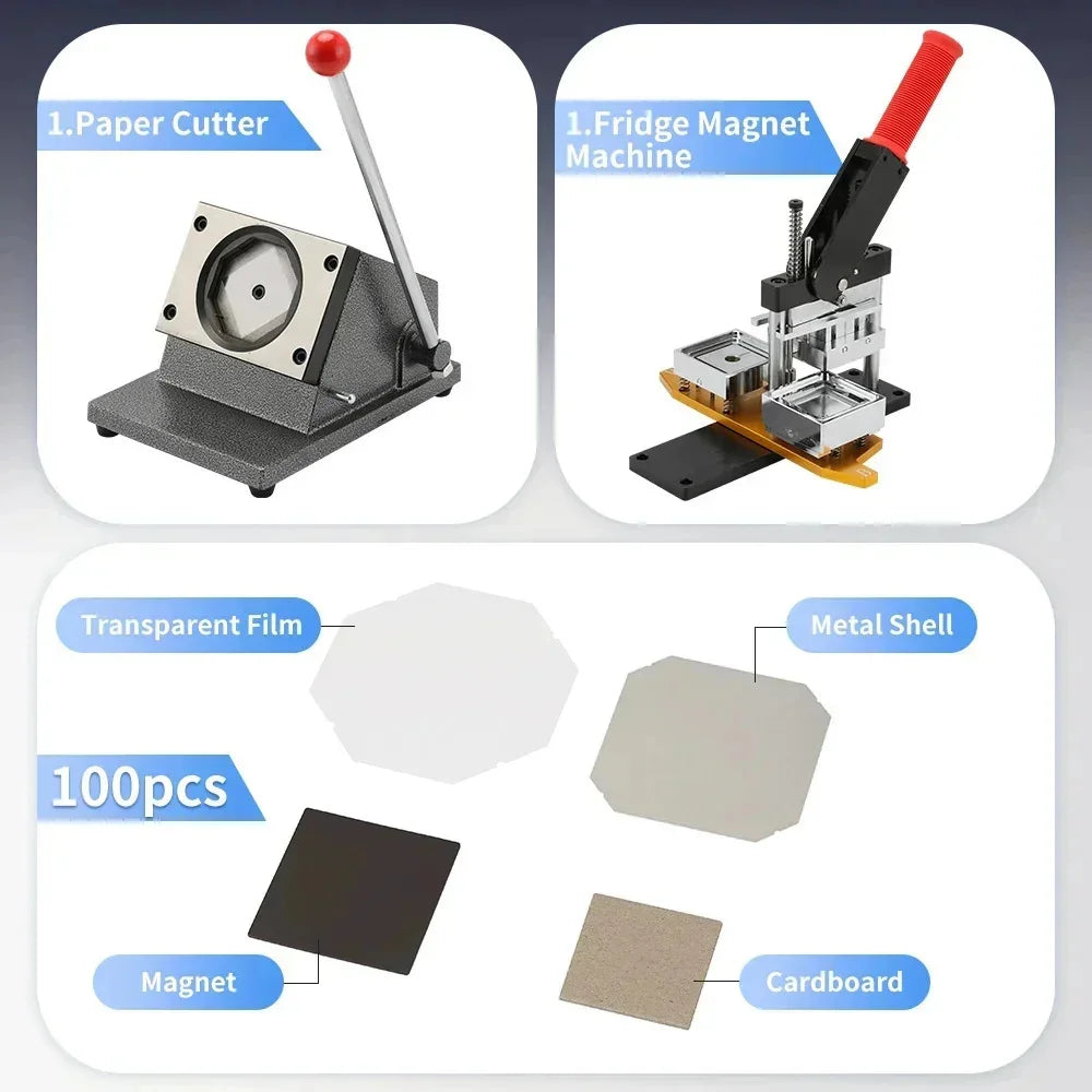 Grindtools DIY Fridge Magnet & Button Maker Machine – Heavy-Duty Badge Press for Custom Photo Magnets, Pins, Crafts & Small Business Startup Kit